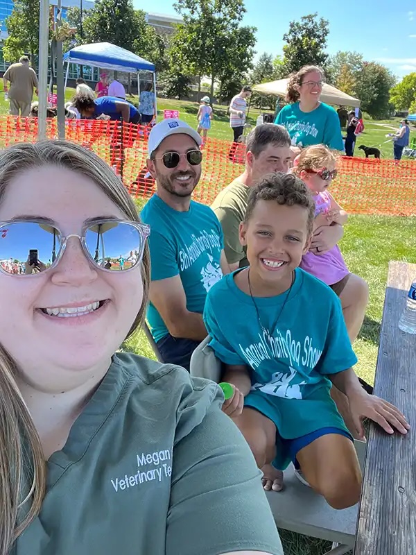 Veterinary technician and families enjoying the Annual Charity Dog Show in Carol Stream